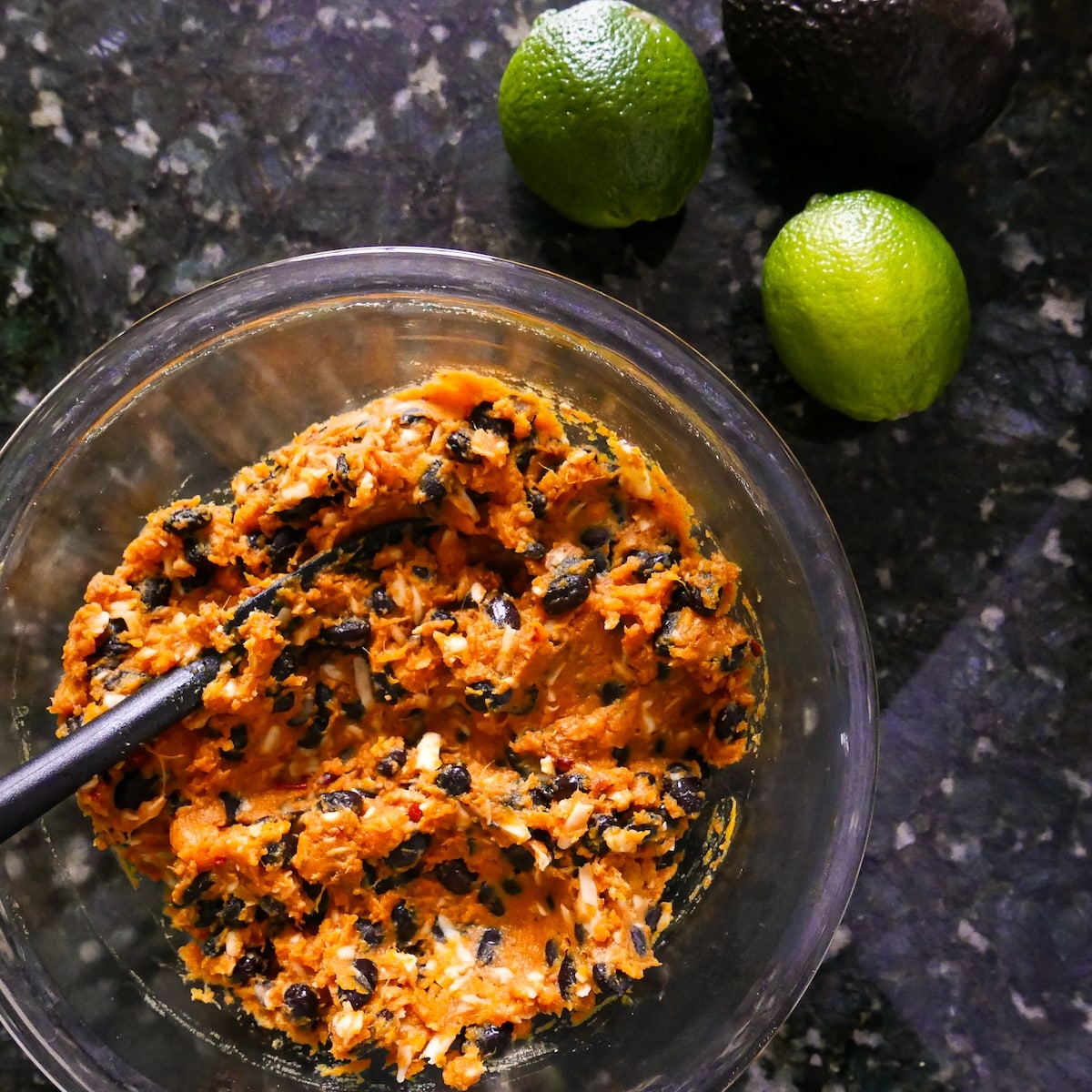 veggie-enchilada-filling.jpg Vegetarian enchilada filling made of black beans, spices, sweet potatoes, and seasoning.