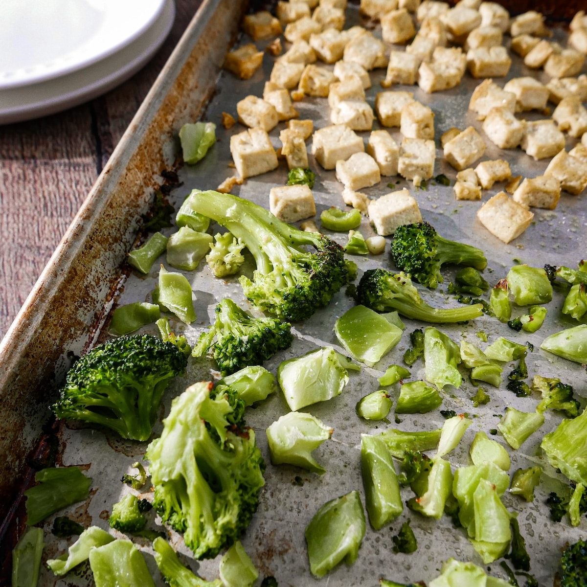 roasted-tofu-and-broccoli.jpg Roasted tofu and broccoli on a sheet pan.