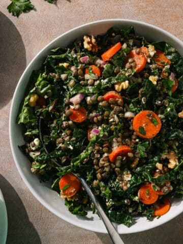 French lentil salad with goat cheese.