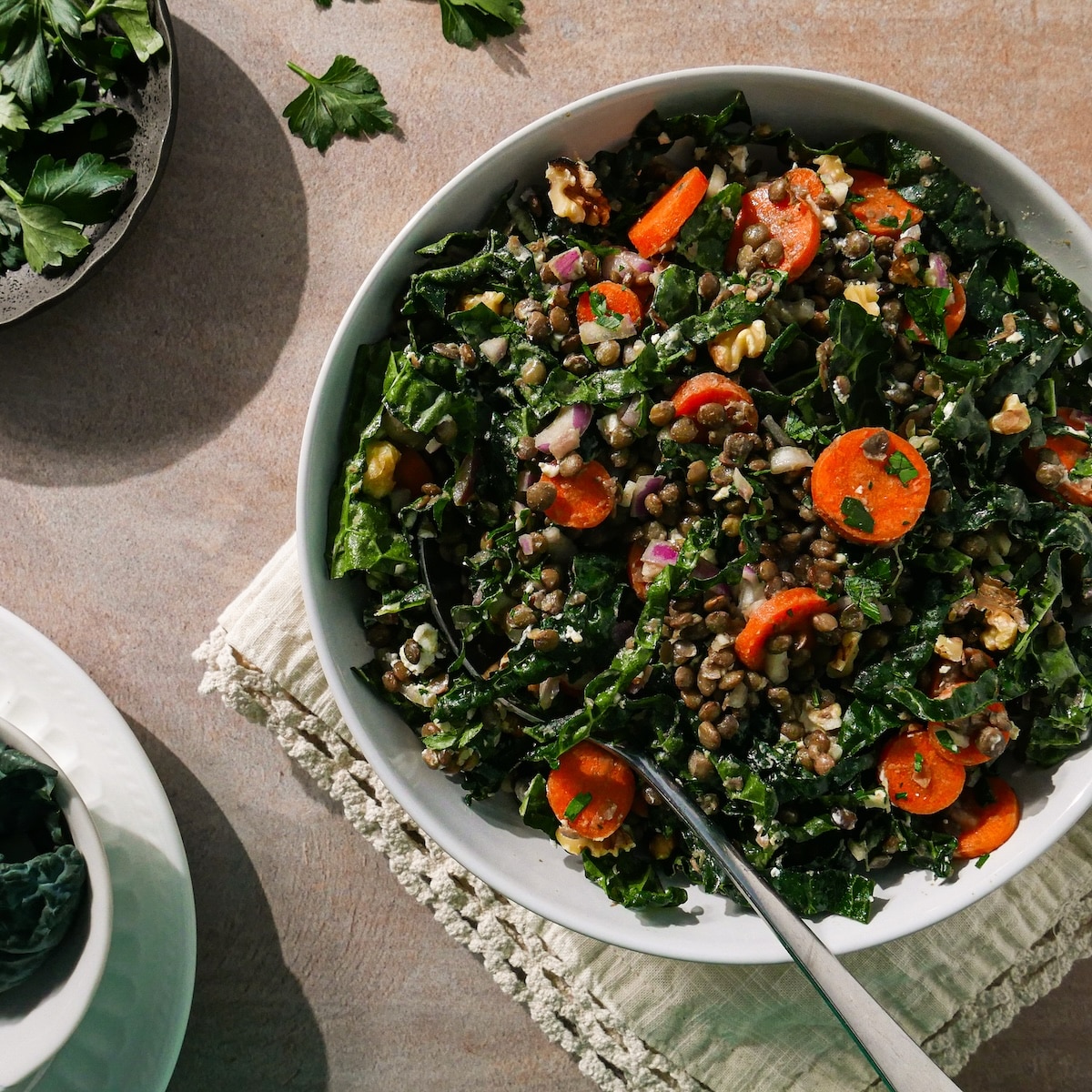French-green-lentil-salad.jpg French green lentil salad with kale.