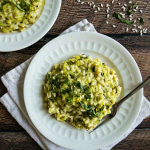 Creamy zucchini risotto with Parmesan.