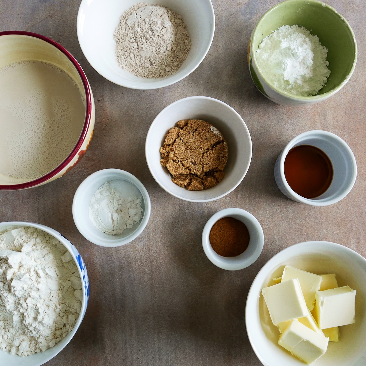 scone-ingredients.jpg Cinnamon scone ingredients on a table.