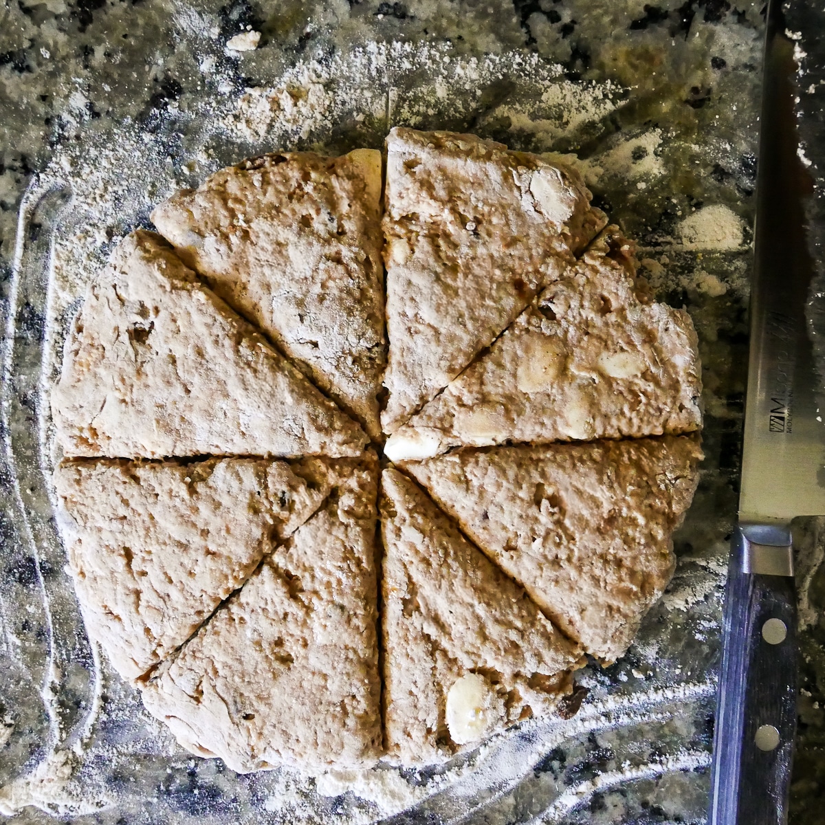 dough-cut-into-8-slices.jpg scone dough cut into 8 slices.