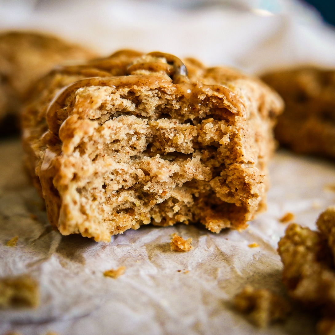 buttery-scone.jpg Buttery cinnamon scone on a plate.
