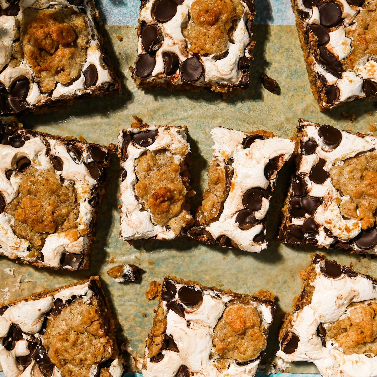 marshmallow-cookie-bars.jpg Marshmallow cookie bars baked until golden.