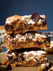 s'mores cookie bars with gooey marshmallow creme.