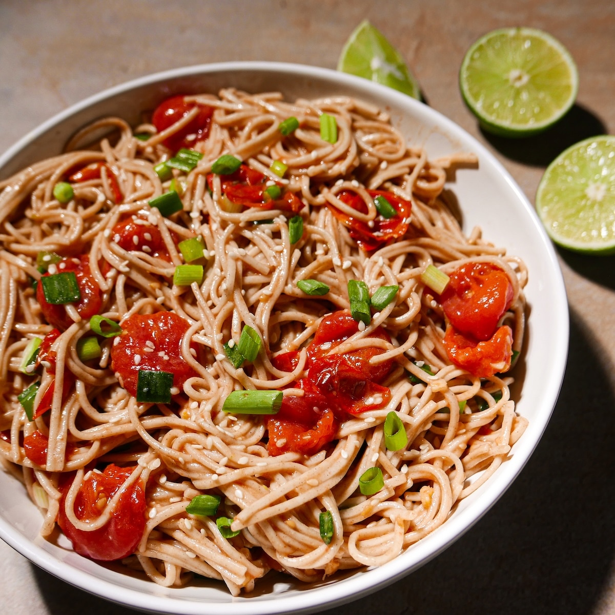 noodle-salad.jpg Noodle salad with miso ginger lime dressing.