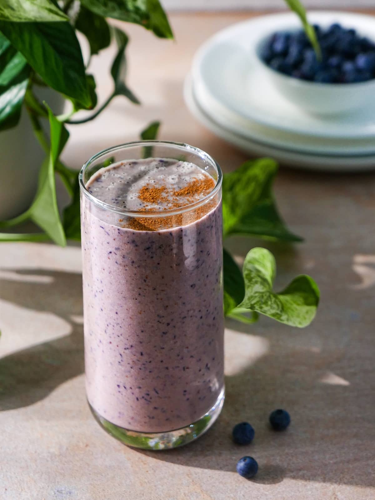 banana-blueberry-smoothie.jpg Banana blueberry smoothie with Greek yogurt.