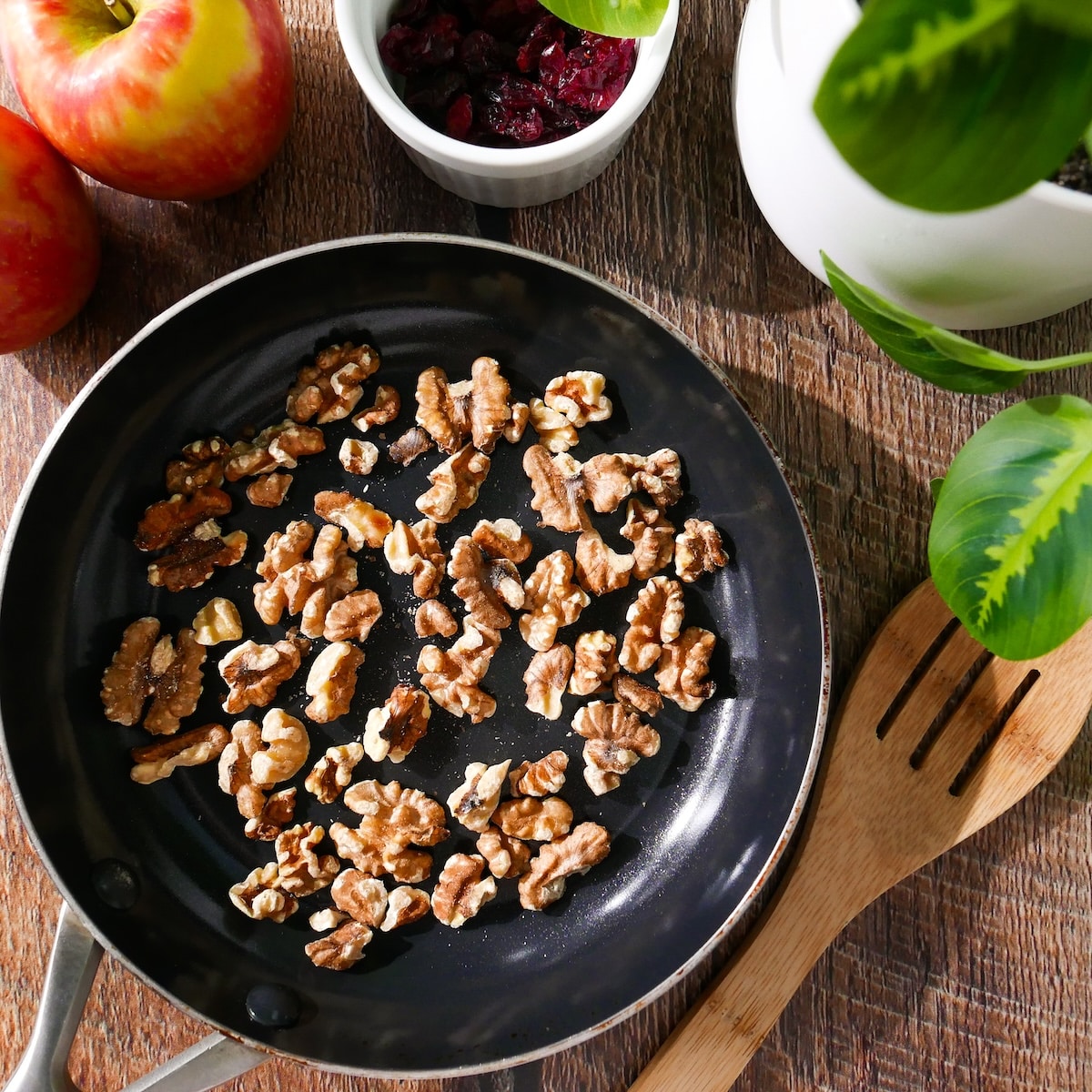 toasting-walnuts.jpg Toasting walnuts in a skillet.
