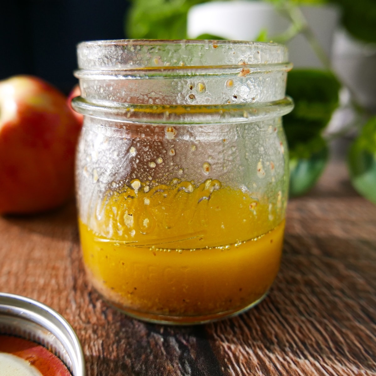 blended-vinaigrette.jpg Apple cider vinaigrette blended in a mason jar.