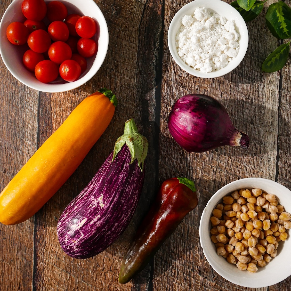 vegetable-salad-ingredients.jpg Vegetable salad ingredients on a table.