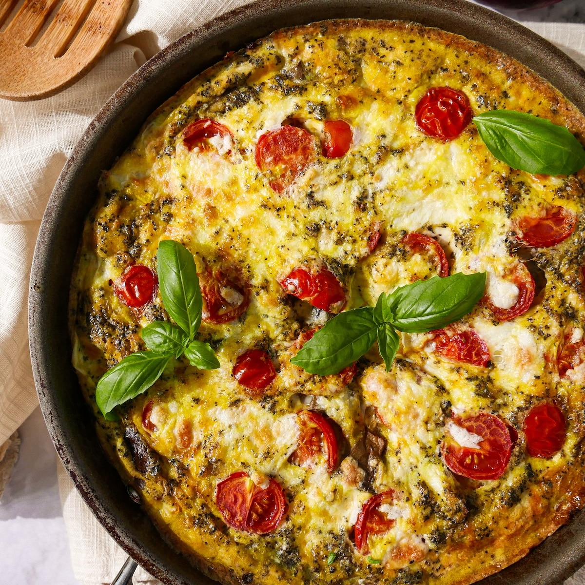 frittata-with-vegetables.jpg Baked frittata with vegetables and mozzarella.